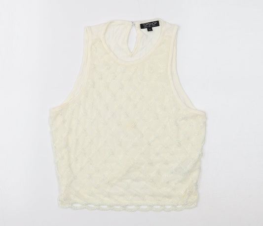 Womens UK Size 8 Topshop White Basic Tank