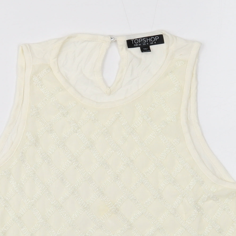Womens UK Size 8 Topshop White Basic Tank