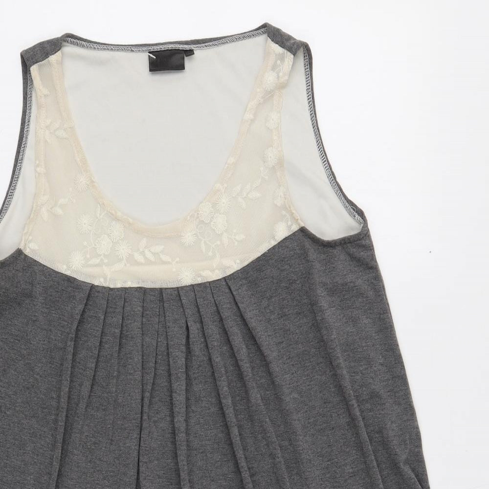 Womens UK Size 12 Rainbow Grey Basic Tank
