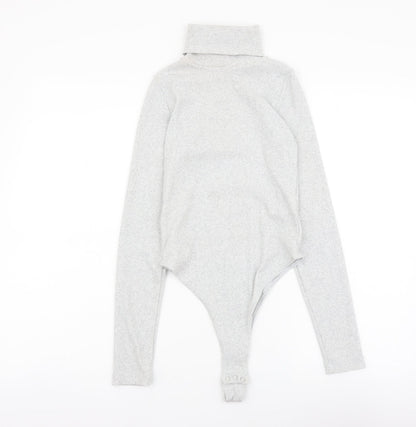 I SAW IT FIRST Womens Grey Cotton Bodysuit One-Piece Size 8 Snap