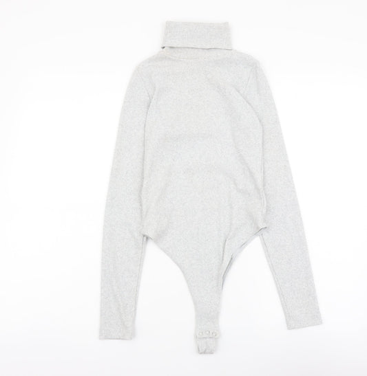 I SAW IT FIRST Womens Grey Cotton Bodysuit One-Piece Size 8 Snap