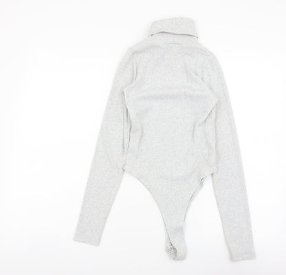 I SAW IT FIRST Womens Grey Cotton Bodysuit One-Piece Size 8 Snap