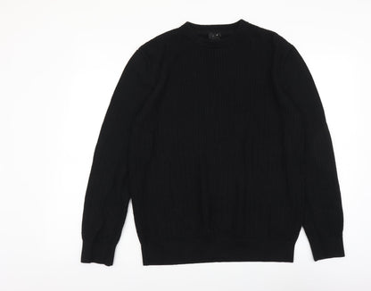 H&M Mens Black Round Neck Acrylic Pullover Jumper Size M