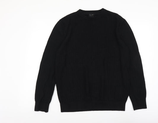 H&M Mens Black Round Neck Acrylic Pullover Jumper Size M