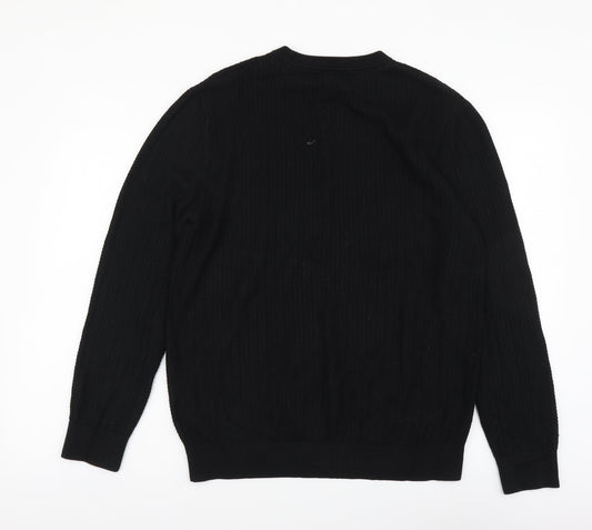 H&M Mens Black Round Neck Acrylic Pullover Jumper Size M