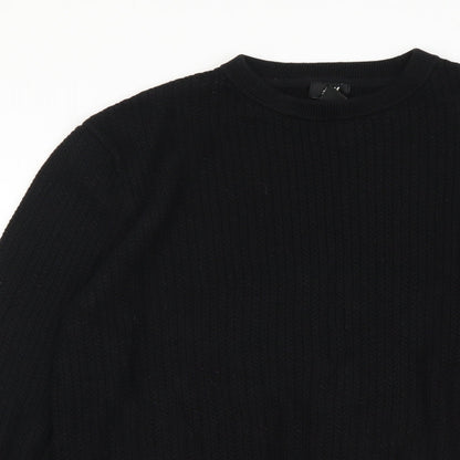 H&M Mens Black Round Neck Acrylic Pullover Jumper Size M