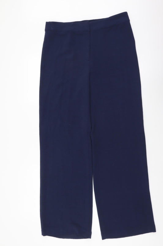EAST Womens Blue Polyester Trousers Size 10 L30 in Regular Button