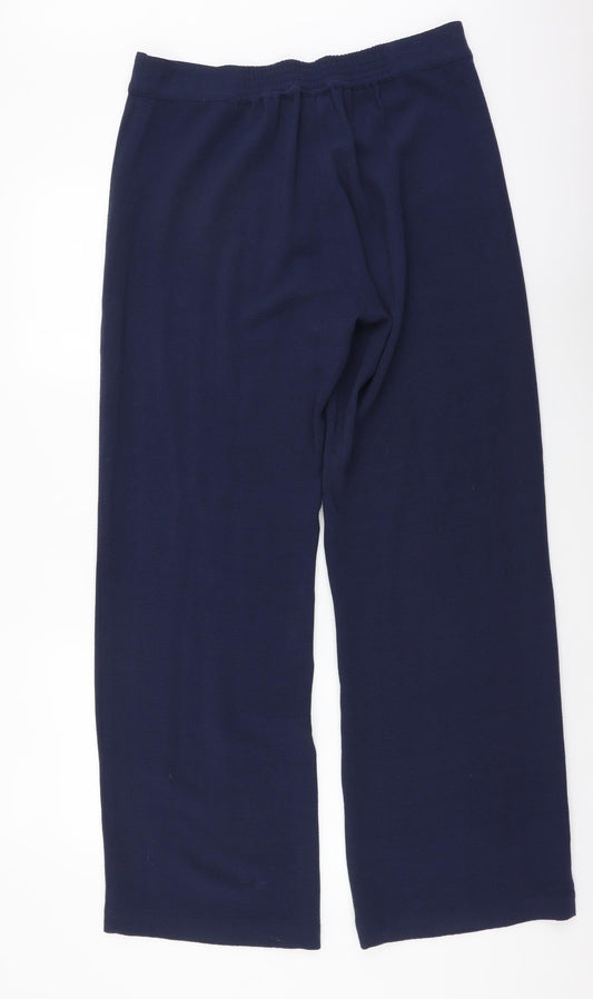 EAST Womens Blue Polyester Trousers Size 10 L30 in Regular Button