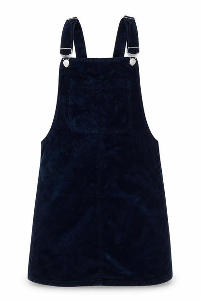 Topshop Womens Blue Cotton Pinafore/Dungaree Dress Size 6 Square Neck Buckle