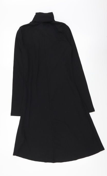 New Look Womens Black Polyester Jumper Dress Size 8 Roll Neck Pullover