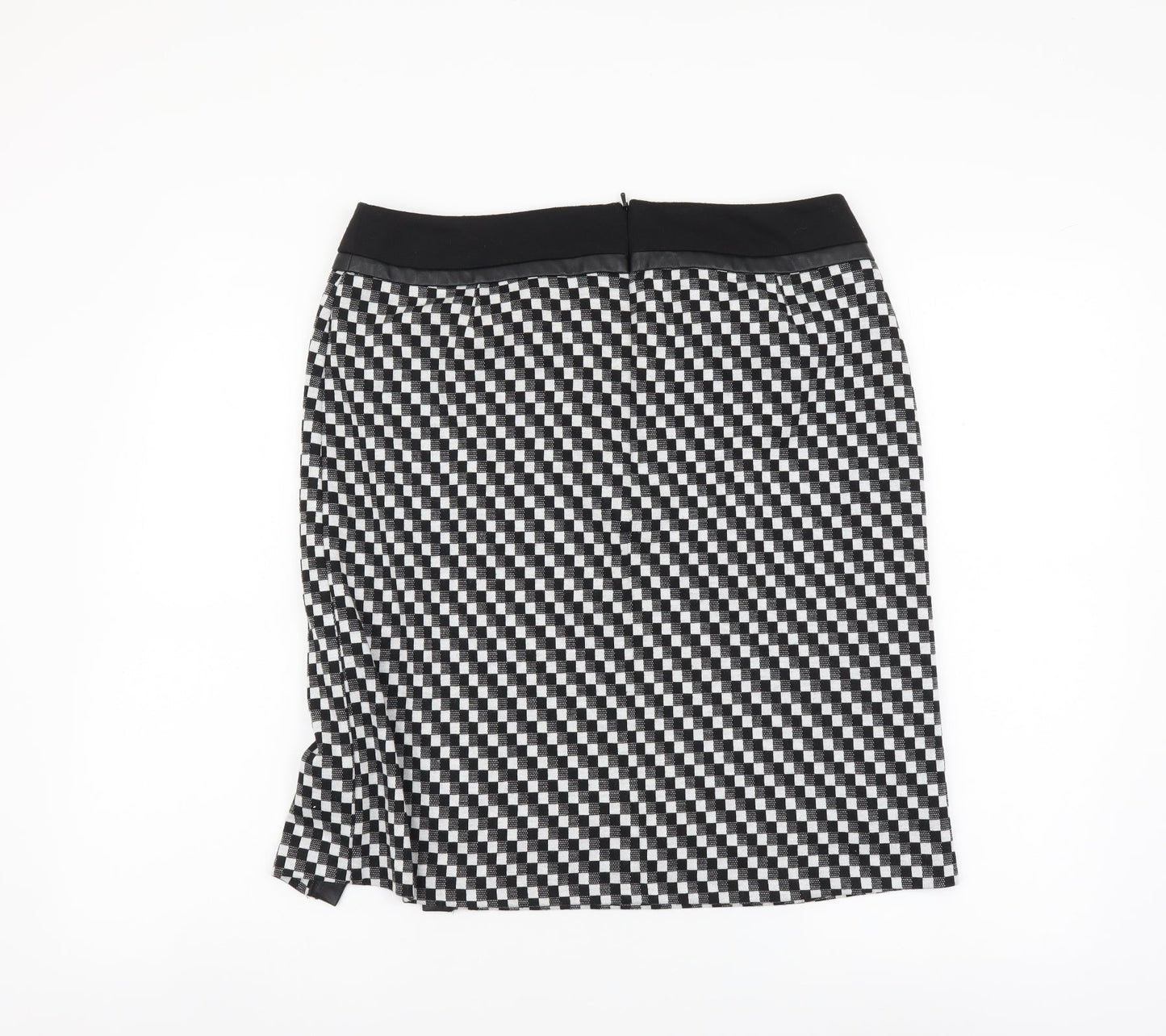 TU Womens Black Geometric Polyester A-Line Skirt Size 12 Zip