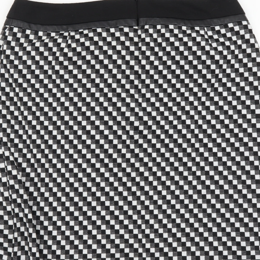TU Womens Black Geometric Polyester A-Line Skirt Size 12 Zip