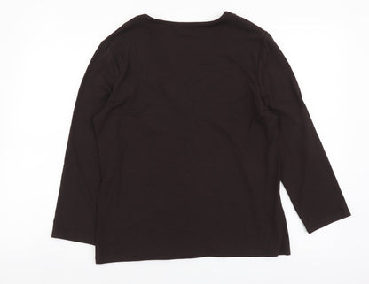 CC Womens Brown Viscose Basic Blouse Size L V-Neck