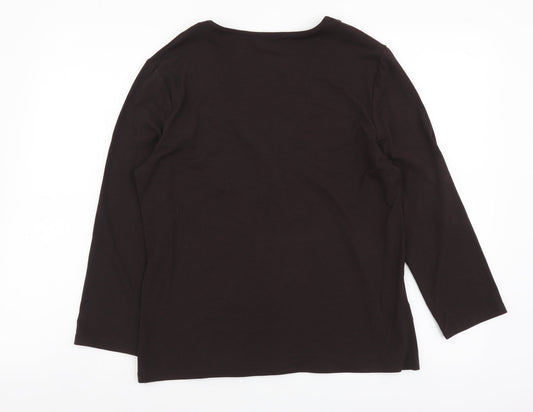 CC Womens Brown Viscose Basic Blouse Size L V-Neck