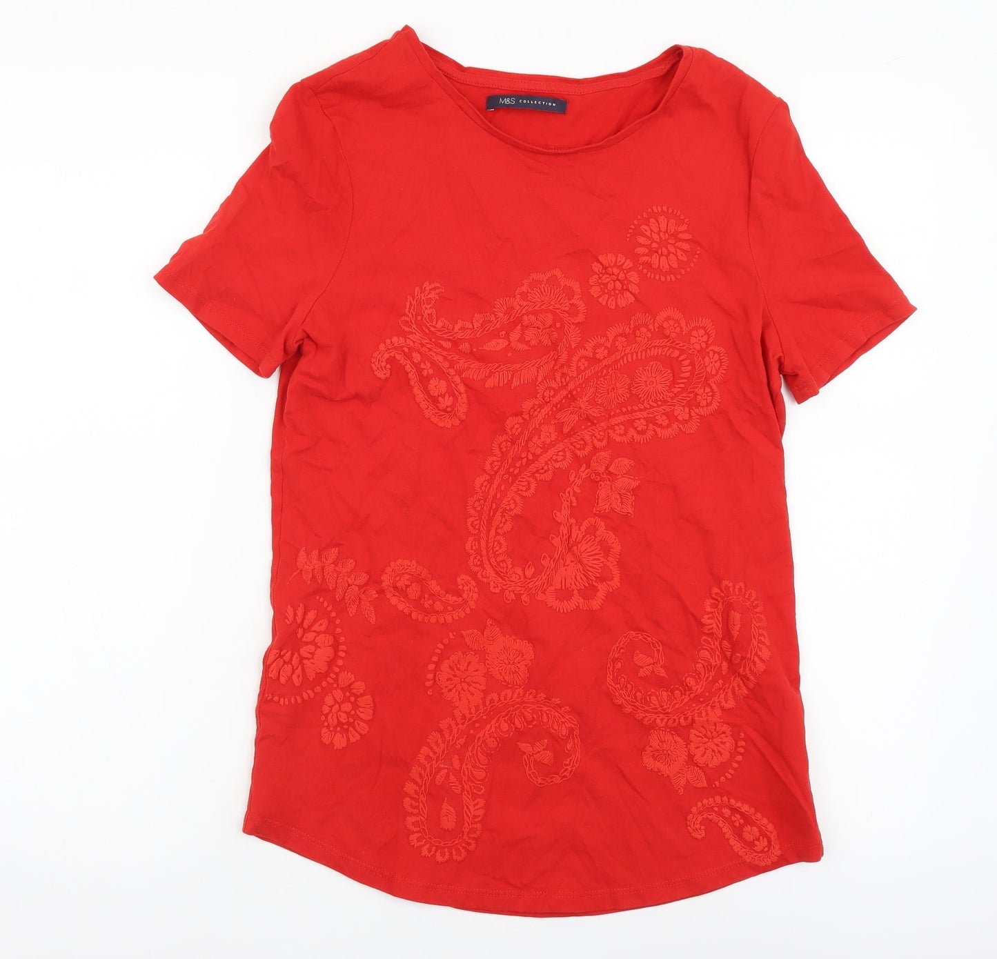 Womens UK Size 8 Marks and Spencer Red Tunic T-Shirt