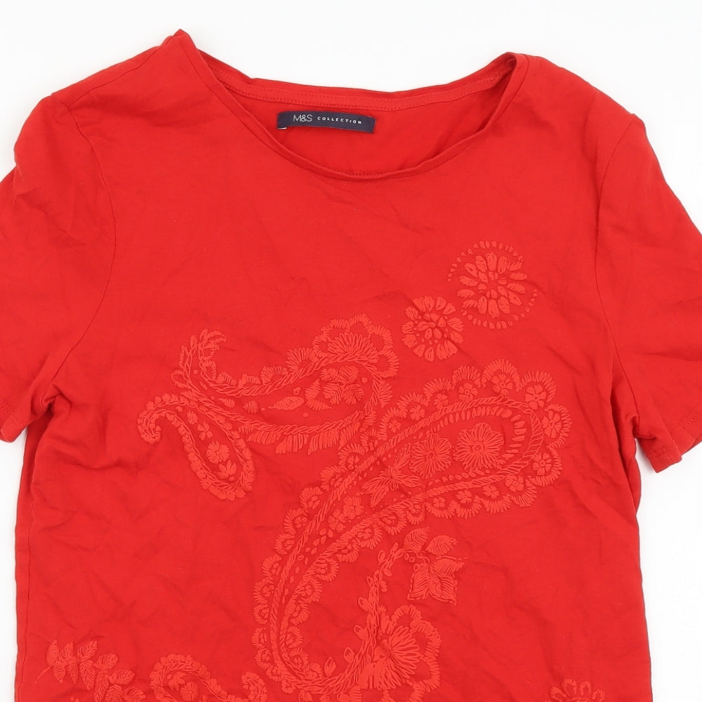 Womens UK Size 8 Marks and Spencer Red Tunic T-Shirt