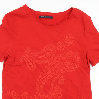 Womens UK Size 8 Marks and Spencer Red Tunic T-Shirt