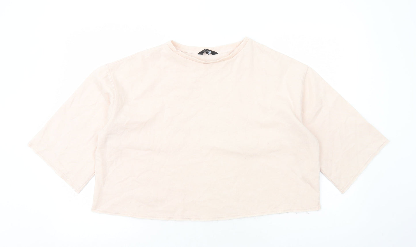 Womens UK Size 12 New Look Pink Cropped T-Shirt