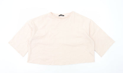 Womens UK Size 12 New Look Pink Cropped T-Shirt