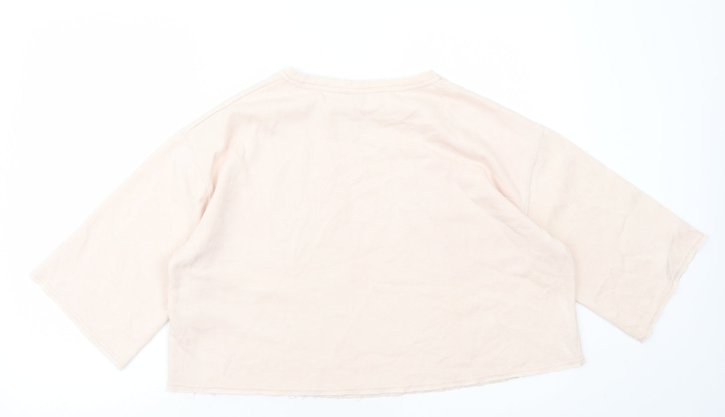 Womens UK Size 12 New Look Pink Cropped T-Shirt