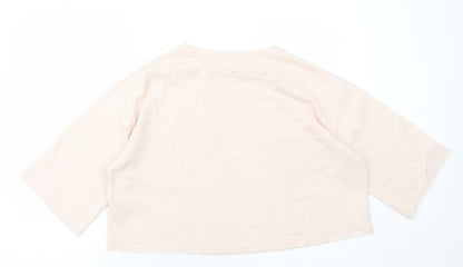Womens UK Size 12 New Look Pink Cropped T-Shirt