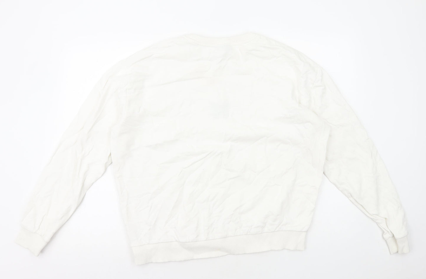 Topshop Womens White Cotton Pullover Sweatshirt Size M Pullover - Le Papillon