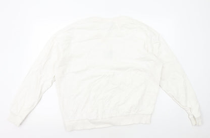 Topshop Womens White Cotton Pullover Sweatshirt Size M Pullover - Le Papillon