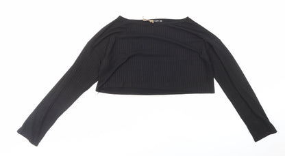 Nasty Gal Womens Blue Polyester Cropped T-Shirt Size 10 Boat Neck - Ribbed