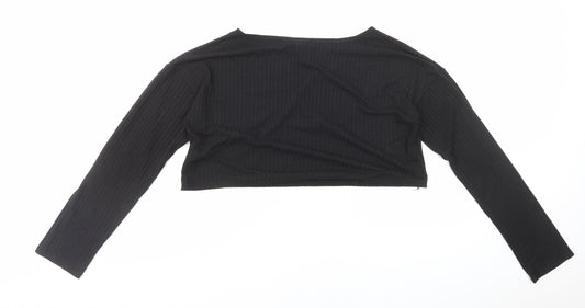 Nasty Gal Womens Blue Polyester Cropped T-Shirt Size 10 Boat Neck - Ribbed