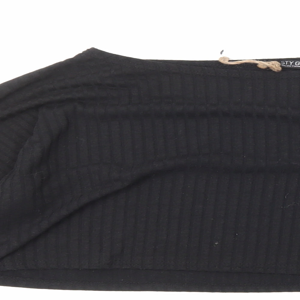 Nasty Gal Womens Blue Polyester Cropped T-Shirt Size 10 Boat Neck - Ribbed