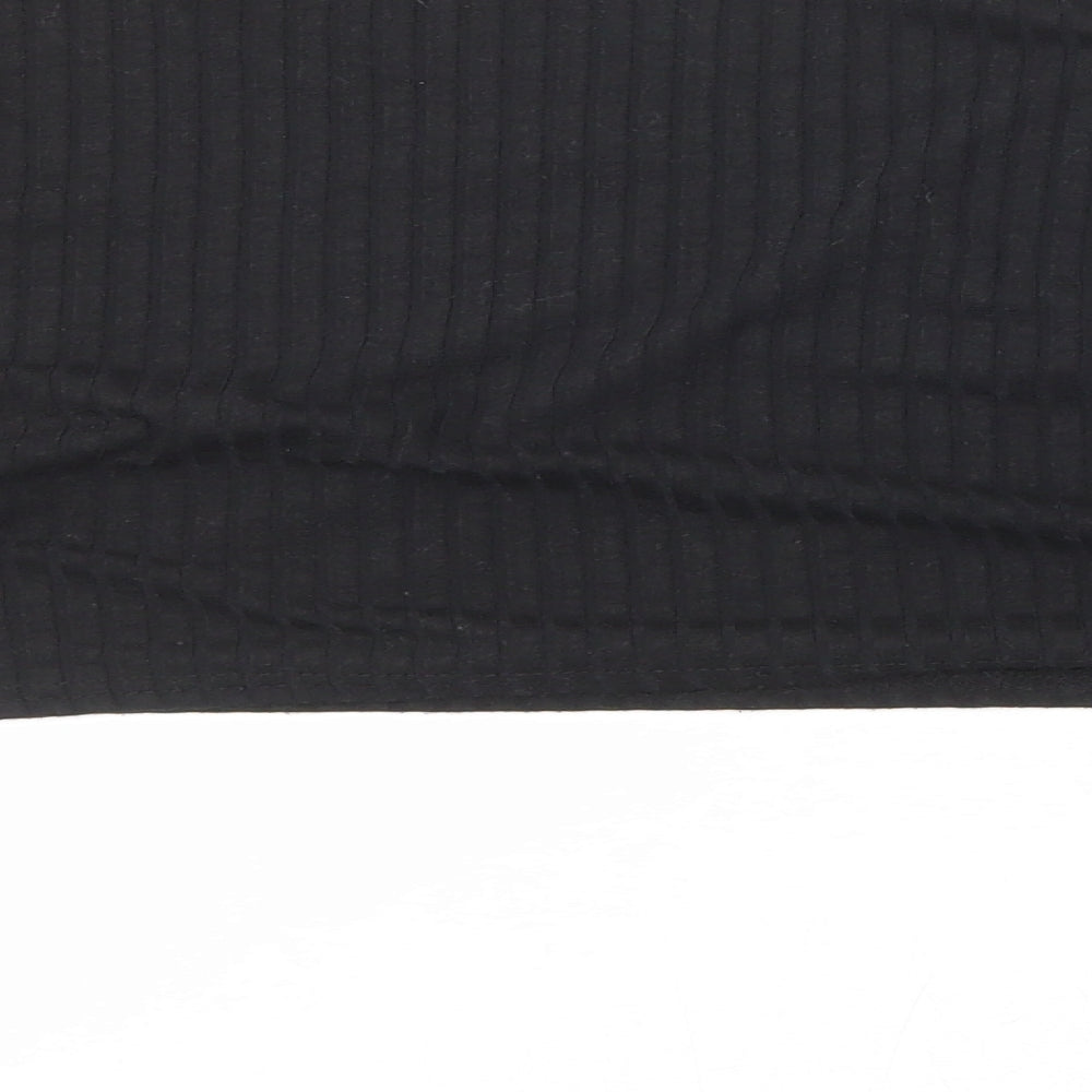 Nasty Gal Womens Blue Polyester Cropped T-Shirt Size 10 Boat Neck - Ribbed