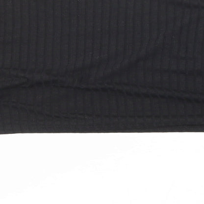 Nasty Gal Womens Blue Polyester Cropped T-Shirt Size 10 Boat Neck - Ribbed