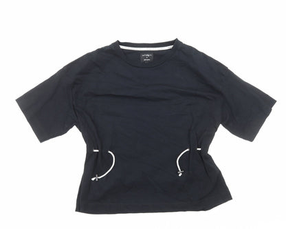 John Lewis Womens Black Cotton Basic T-Shirt Size M Round Neck