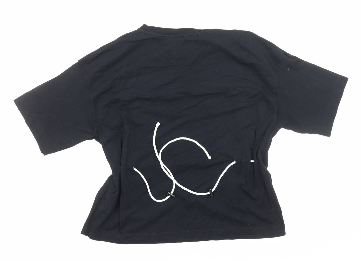 John Lewis Womens Black Cotton Basic T-Shirt Size M Round Neck