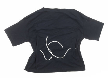 John Lewis Womens Black Cotton Basic T-Shirt Size M Round Neck