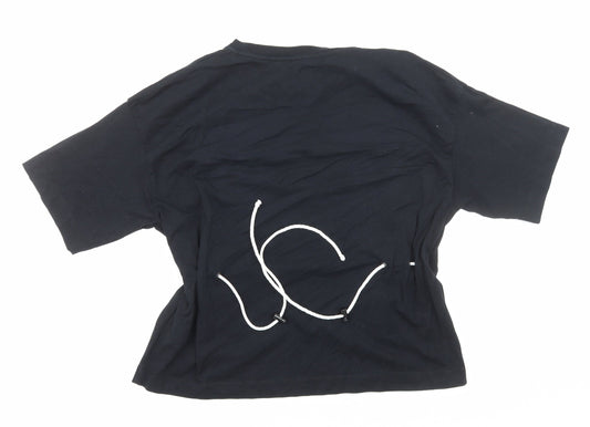 John Lewis Womens Black Cotton Basic T-Shirt Size M Round Neck