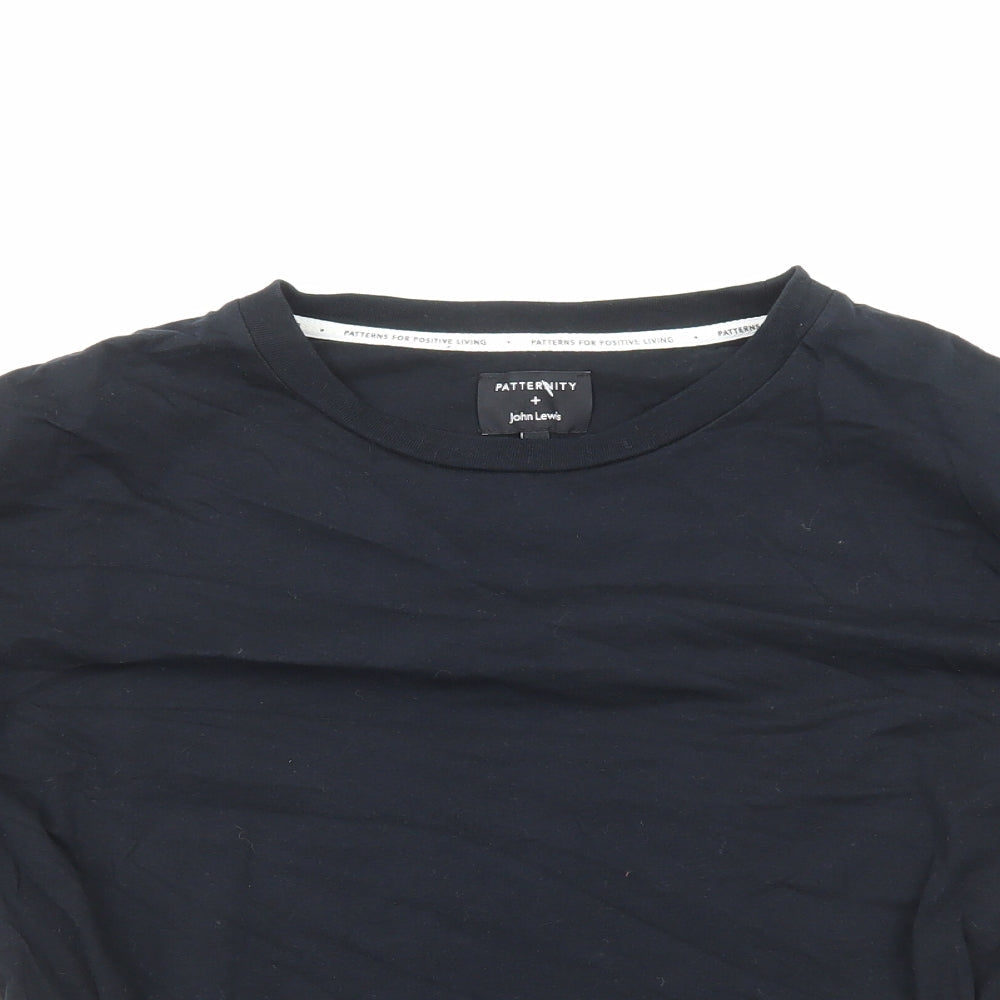 John Lewis Womens Black Cotton Basic T-Shirt Size M Round Neck