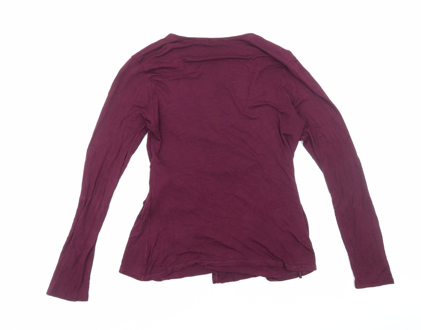 Boohoo Womens Purple V-Neck Viscose Wrap Jumper Size 12