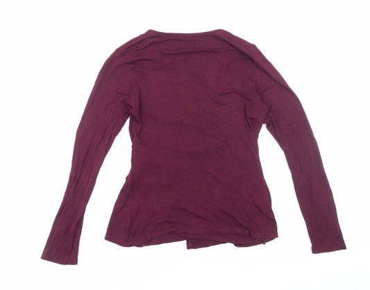 Boohoo Womens Purple V-Neck Viscose Wrap Jumper Size 12