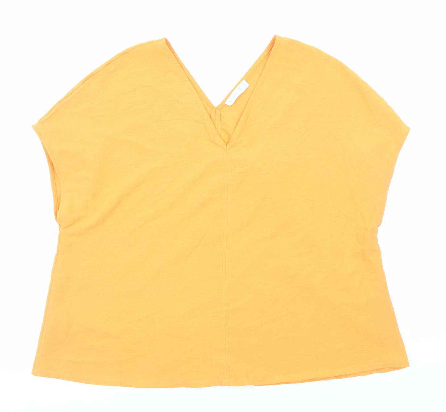 Primark Womens Orange Polyester Basic Blouse Size 12 V-Neck