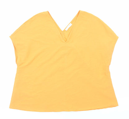 Primark Womens Orange Polyester Basic Blouse Size 12 V-Neck