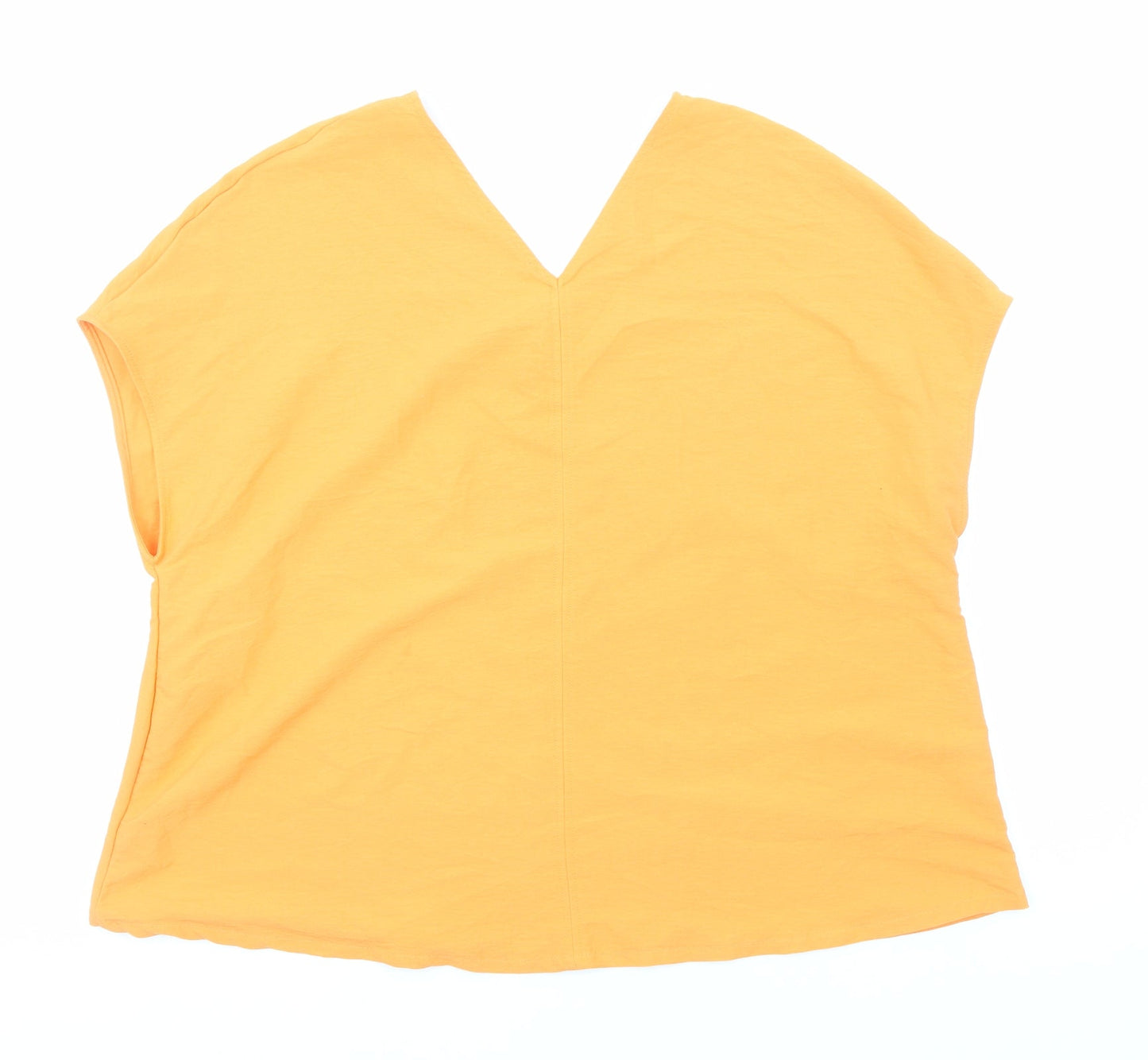 Primark Womens Orange Polyester Basic Blouse Size 12 V-Neck