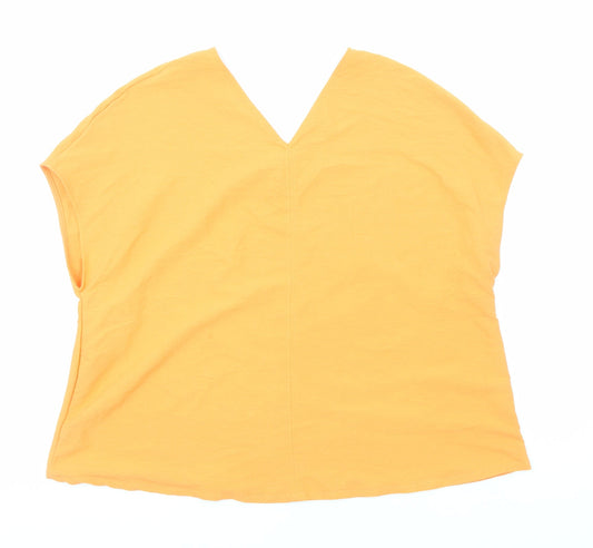 Primark Womens Orange Polyester Basic Blouse Size 12 V-Neck