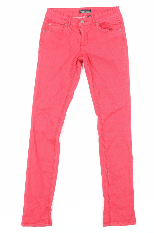 Only Womens Red Cotton Skinny Jeans Size S L32 in Regular Zip