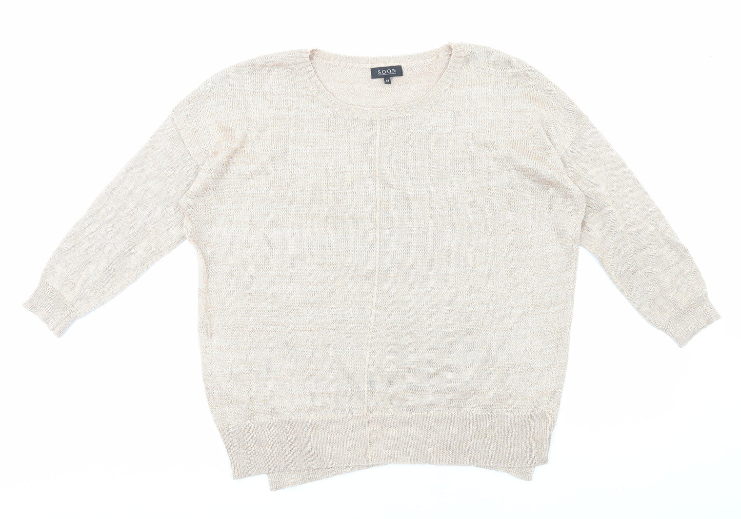 Womens UK Size 14 Soon Gold Pullover Jumper