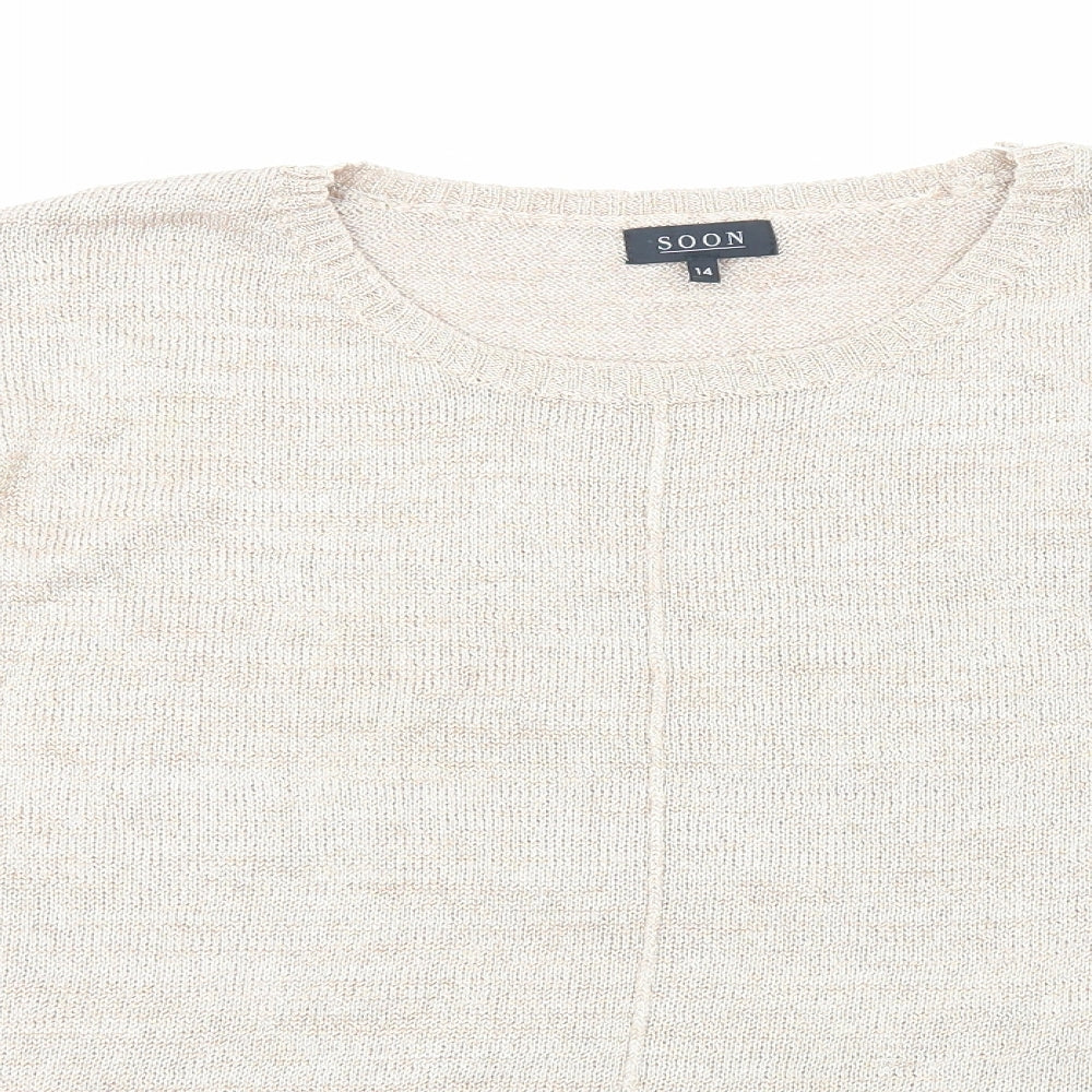 Womens UK Size 14 Soon Gold Pullover Jumper