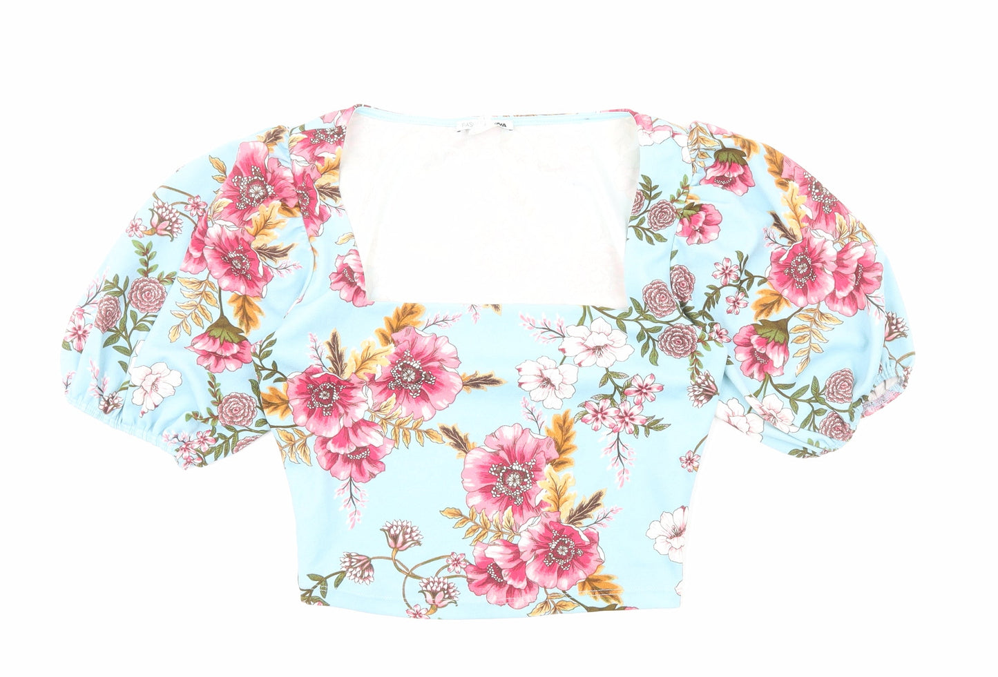 Womens UK Size M Fashion Nova Blue Cropped Blouse