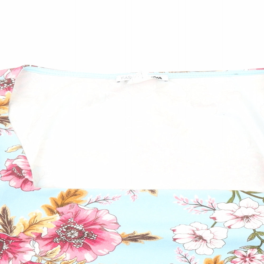 Womens UK Size M Fashion Nova Blue Cropped Blouse