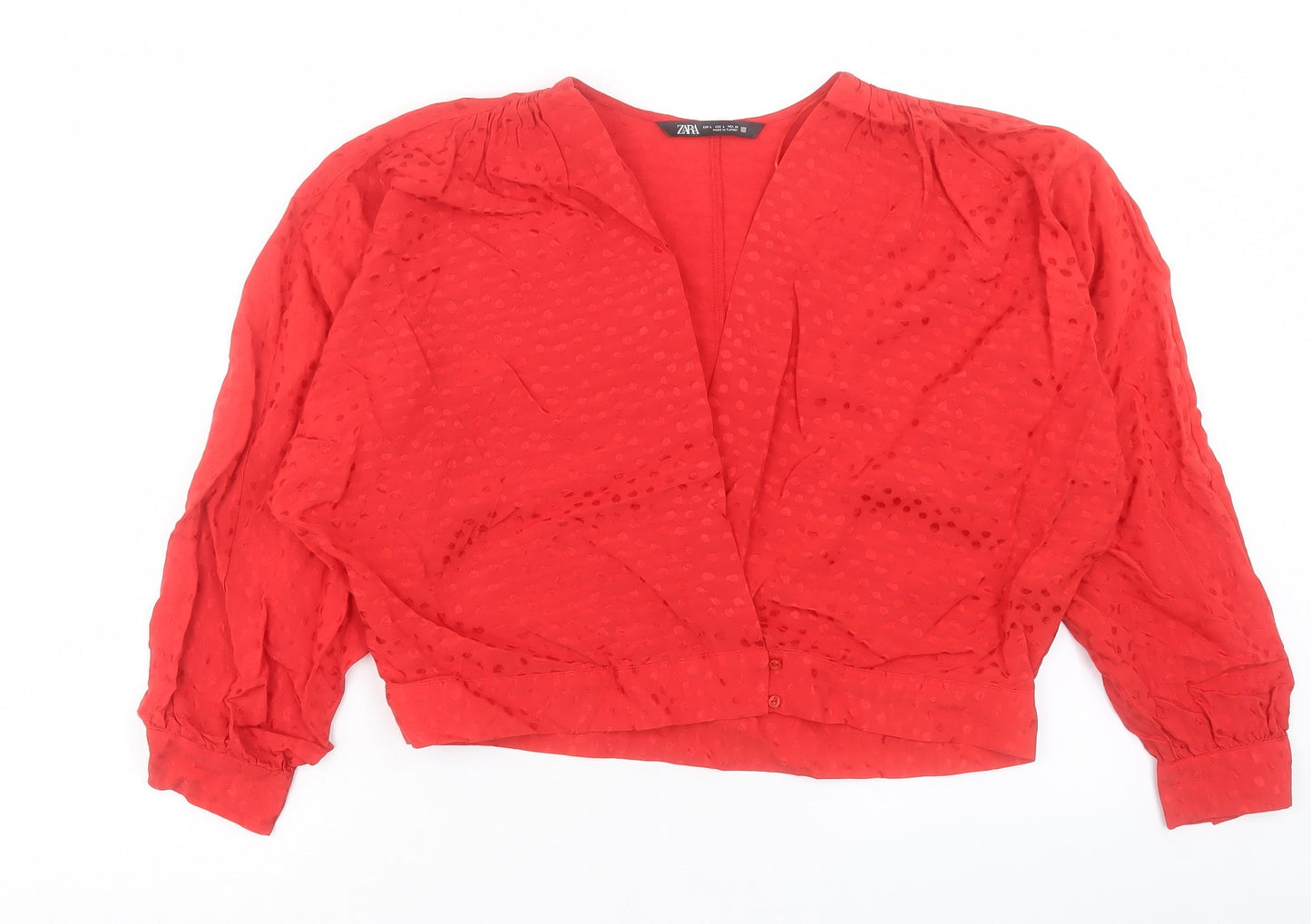 Womens UK Size L Zara Red Cropped Blouse