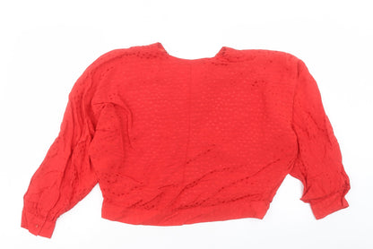 Womens UK Size L Zara Red Cropped Blouse